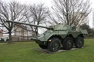 French Renaut VBC-90 six-wheeled armoured car.