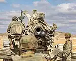 The gun in position, ready to be used.