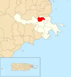 Location of Saco within the municipality of Ceiba shown in red