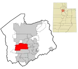 Location in Salt Lake County and the state of Utah