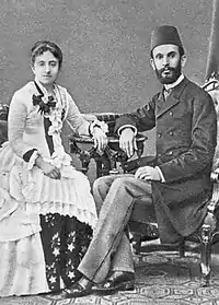 Image 24Sami Frashëri (1850–1904) and his wife Emine, May 1884. (from Culture of Turkey)