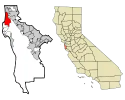 Location in San Mateo County and the state of California