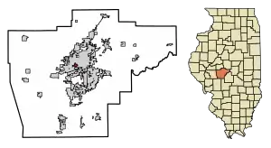 Location of Leland Grove in Sangamon County, Illinois.