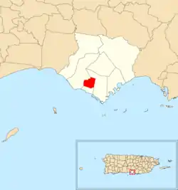 Location of Santa Isabel barrio-pueblo within the municipality of Santa Isabel shown in red