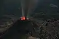 A volcano will eventually erupt when the pressure build up of internal magma flow is greater than the seal
