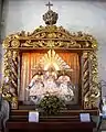 Holy Trinity statue in the style of Fridolin Leiber's painting, Santísima Trinidad Quasi-Parish, Malolos City, Philippines.