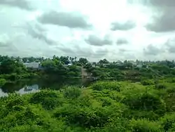 Athani as seen from Savandapur with Bhavani River separating the regions