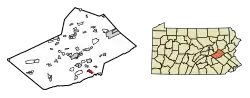 Location of Auburn in Schuylkill County, Pennsylvania.