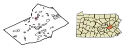 Location of Frackville in Schuylkill County, Pennsylvania.