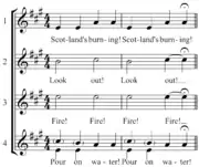 "Scotland's Burning" in duple meter. Play (help·info)