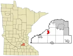 Location of the city of Jordanwithin Scott County, Minnesota