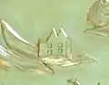 Hiram Johnson State Building, San Francisco (c. 1998): The building on this seal, in the building's auditorium, looks somewhat like one of the city's famous painted ladies Victorian homes.