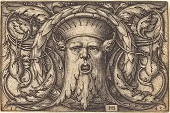 Renaissance ornamental design with a mascaron, by Sebald Beham, 1543, engraving, National Gallery of Art, Washington, D.C., USA