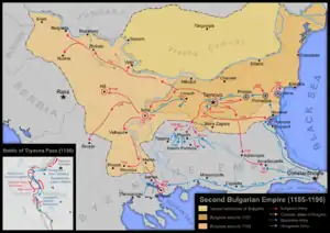 A map of the Bulgarian Empire in the late 12th century