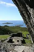 Cliff at the entrance to the Mikaels Church