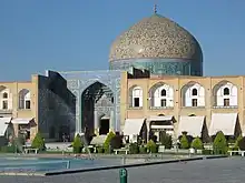 Giant arabesque pattern on the dome of the Sheikh Lotfallah Mosque from Isfahan (Iran), 17th century
