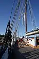 Sherman Zwicker, a wooden auxiliary schooner moored at the Maine Maritime Museum in Bath, Maine, USA