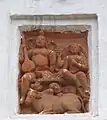 Terracotta wall decoration of Shiva and Parvati in the Banerjee family temple