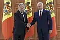 President Igor Dodon greeting Sergey Shoygu at the palace in August 2019.