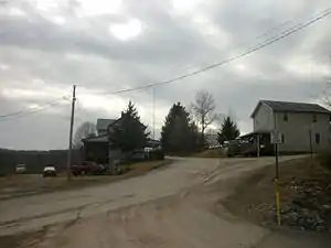 The community of Shunk, within Fox Township along the side of State Route&nbsp;154 as seen in February 2012.