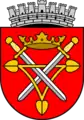 The official coat of arms of the town of Sibiu/Hermannstadt, with the water lily including the two swords therein.
