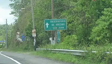 Sign for Arecibo Observatory from PR-129 (northbound)