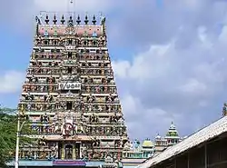'Sikkal Singaravelan temple tower from Entrance'