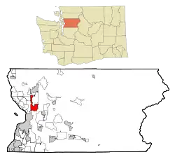 Location of Marysville in Washington state