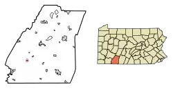 Location of Casselman in Somerset County, Pennsylvania.