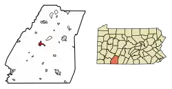 Location of Somerset in Somerset County, Pennsylvania.