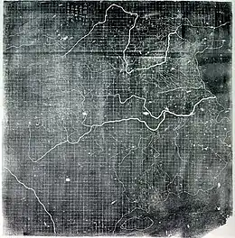 Image 30The Yu Ji Tu, or Map of the Tracks of Yu Gong, carved into stone in 1137, located in the Stele Forest of Xian. This 3 ft (0.91 m) squared map features a graduated scale of 100 li for each rectangular grid. China's coastline and river systems are clearly defined and precisely pinpointed on the map. Yu Gong is in reference to the Chinese deity described in the geographical chapter of the Classic of History, dated 5th century BC. (from History of cartography)