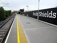 The current (resited) Tyne and Wear Metro station, photographed in August 2019, shortly after reopening.