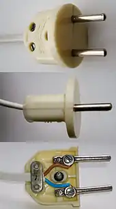 Soviet grip plug, 6&nbsp;A 250&nbsp;V AC, thermoset plastic