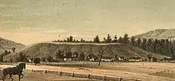 Spanish Hill from the south, as depicted in an 1881 lithograph