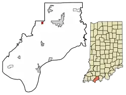 Location of Gentryville in Spencer County, Indiana