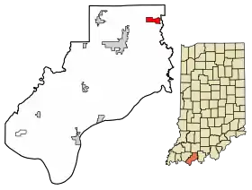 Location of St. Meinrad in Spencer County, Indiana.