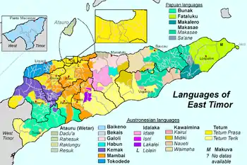 Map showing a mosaic of languages across the country