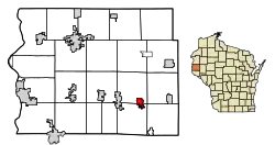 Location of Woodville in St. Croix County, Wisconsin.