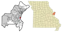 Location of Maplewood, Missouri