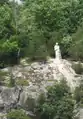 A statue of St Lawrence overlooking the river named after him, the Saint Lawrence River