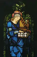 Burne-Jones-designed and Morris & Co.-executed Saint Cecilia window at Second Presbyterian Church (Chicago, Illinois)