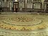 Minton floor, central roundel, this contains The Royal Coat of Arms used by Queen Victoria