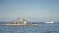 Yiyang underway with USS Monterey on 7 November 2015.