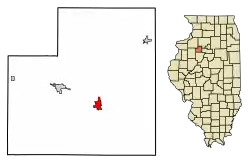 Location of Wyoming in Stark County, Illinois.