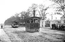 A steam tram on the Antrim Road.