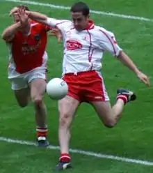 Stephen O'Neill (right) was sent off for Tyrone.