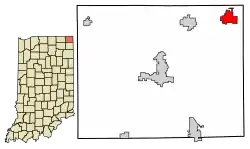 Location of Clear Lake in Steuben County, Indiana.