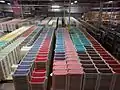 Bins of stock on the factory floor