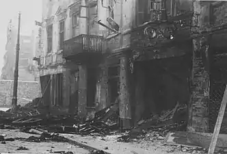 NARA copy #50, IPN copy #47no image caption, in section This is how the former Ghetto looks after having been destroyedOn the right Nalewki 31/Gęsia 2, and on the left a view South at Nalewki Street towards ghetto gate at Nalewki/Gęsia/Franciszkańska intersection.
