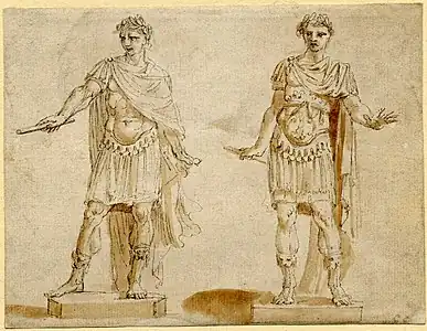 Peter van Dievoet - Studies for a statue of a figure in Roman dress, most likely for the statue of James II.